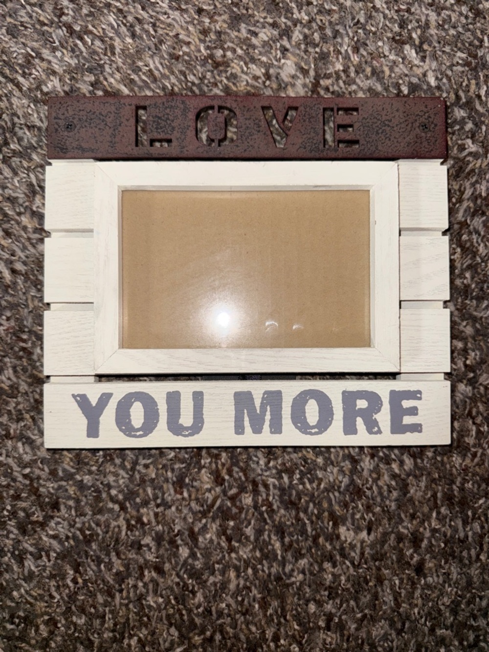 Rustic White 'You More' Photo Frame with LOVE Accent